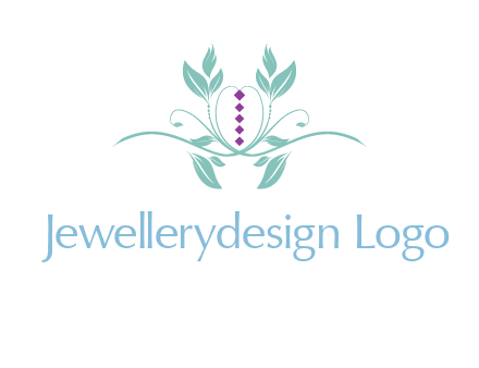 leaves and vines with puple gems logo