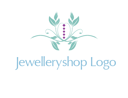 leaves and vines with puple gems logo