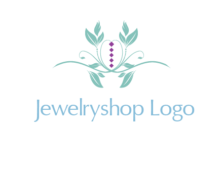 leaves and vines with puple gems logo
