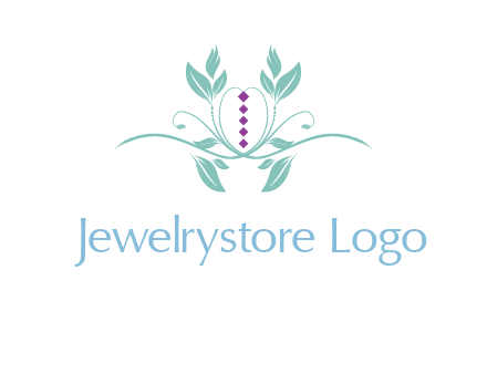 leaves and vines with puple gems logo