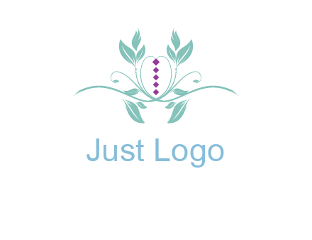 leaves and vines with puple gems logo