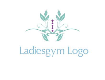 leaves and vines with puple gems logo