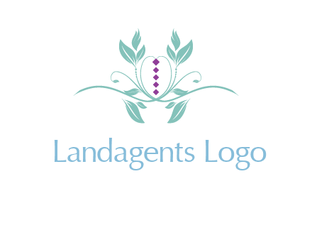 leaves and vines with puple gems logo