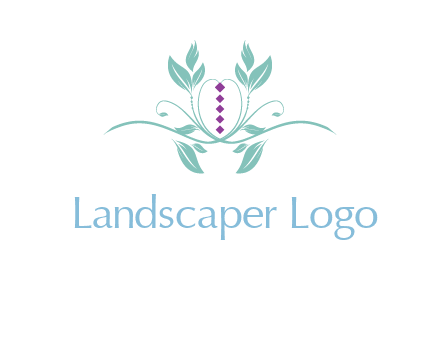 leaves and vines with puple gems logo