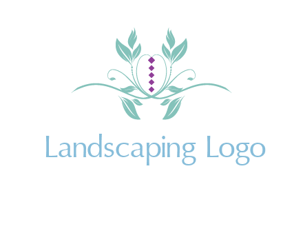 leaves and vines with puple gems logo