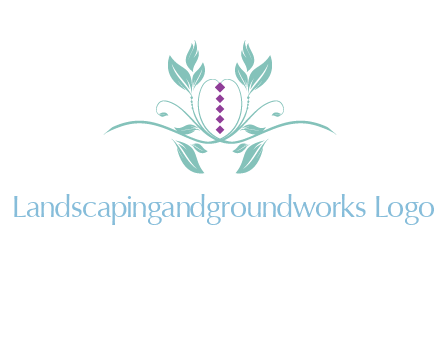 leaves and vines with puple gems logo