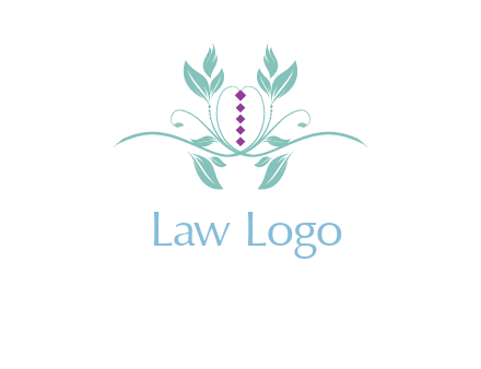 leaves and vines with puple gems logo
