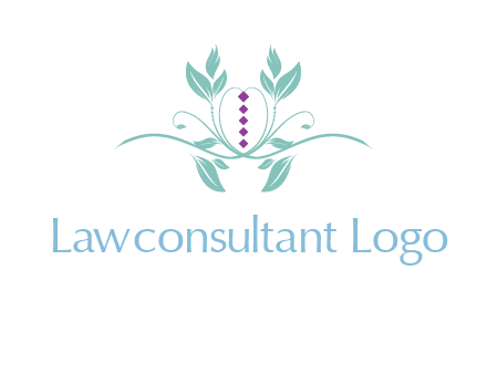 leaves and vines with puple gems logo