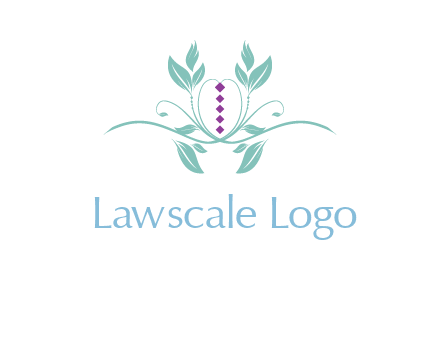 leaves and vines with puple gems logo