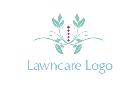 leaves and vines with puple gems logo