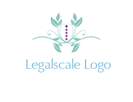 leaves and vines with puple gems logo