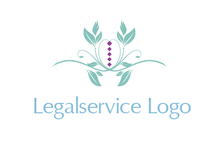 leaves and vines with puple gems logo