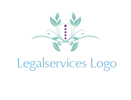 leaves and vines with puple gems logo