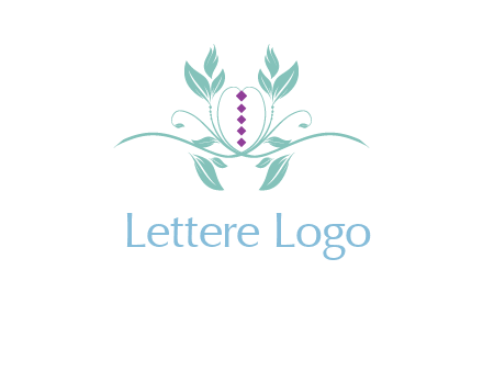 leaves and vines with puple gems logo