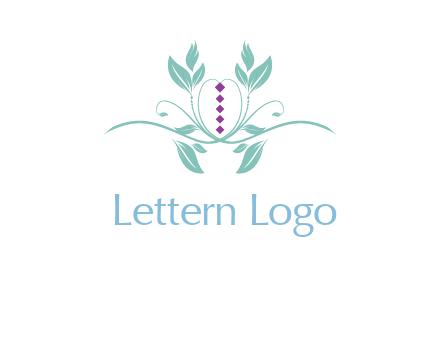 leaves and vines with puple gems logo