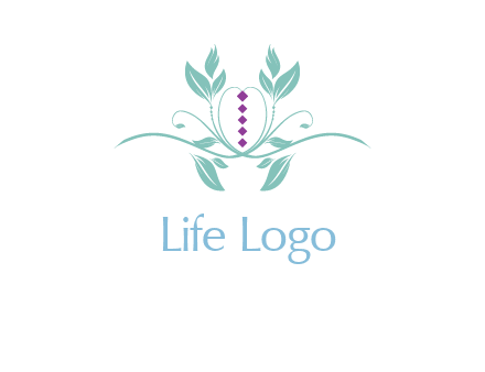 leaves and vines with puple gems logo