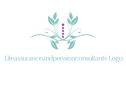 leaves and vines with puple gems logo