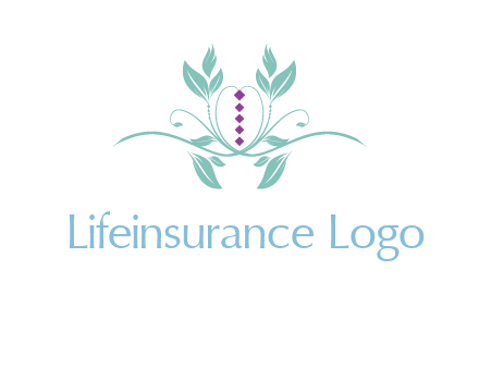 leaves and vines with puple gems logo