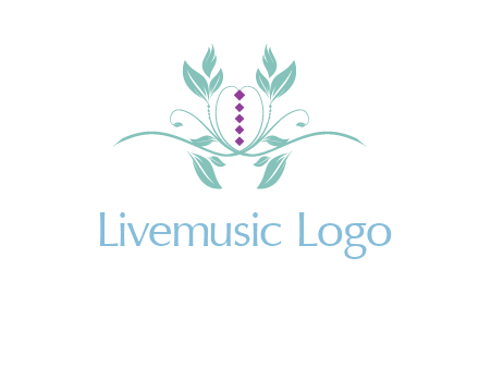 leaves and vines with puple gems logo