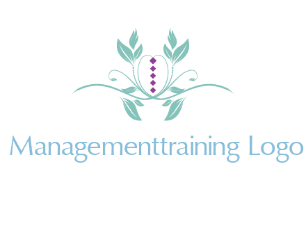 leaves and vines with puple gems logo