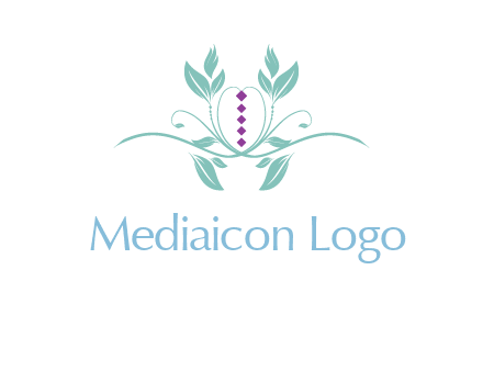 leaves and vines with puple gems logo