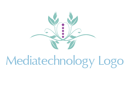 leaves and vines with puple gems logo