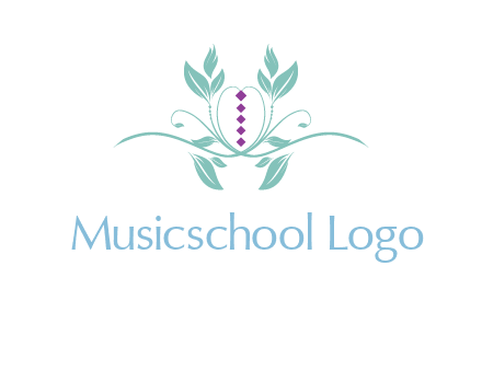 leaves and vines with puple gems logo