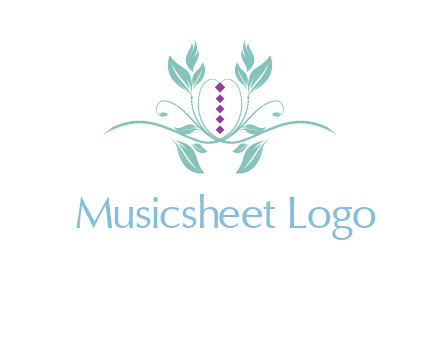leaves and vines with puple gems logo