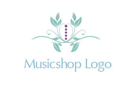 leaves and vines with puple gems logo