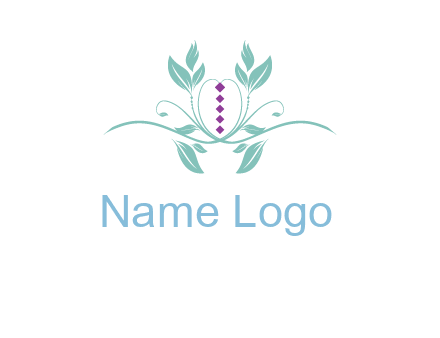 leaves and vines with puple gems logo