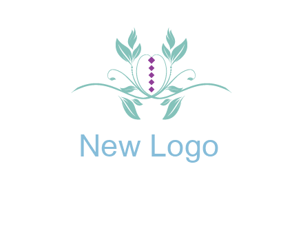 leaves and vines with puple gems logo