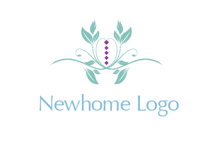 leaves and vines with puple gems logo