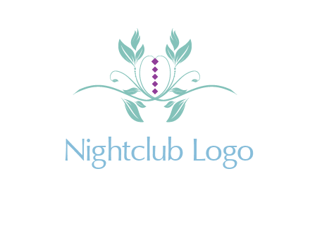 leaves and vines with puple gems logo