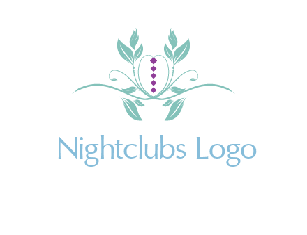 leaves and vines with puple gems logo
