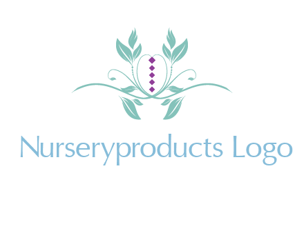 leaves and vines with puple gems logo