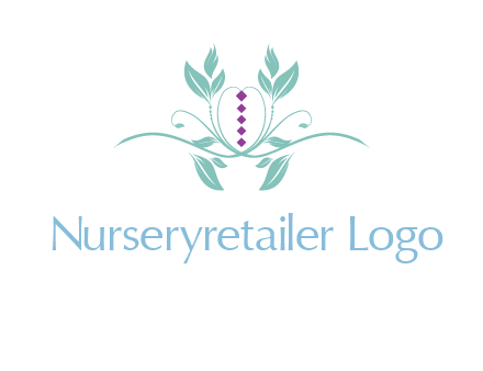 leaves and vines with puple gems logo