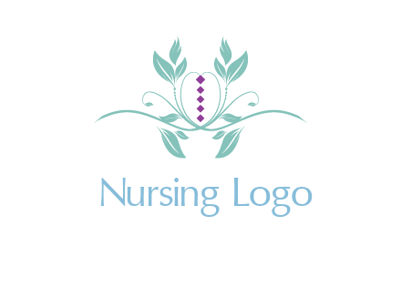 leaves and vines with puple gems logo