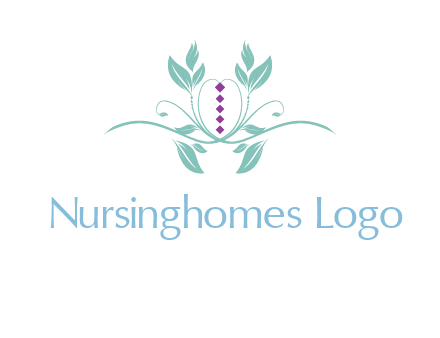 leaves and vines with puple gems logo
