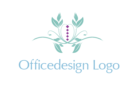 leaves and vines with puple gems logo