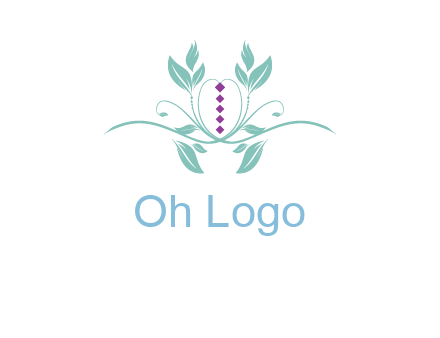 leaves and vines with puple gems logo