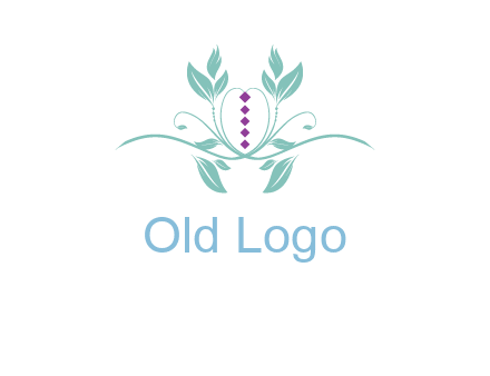 leaves and vines with puple gems logo