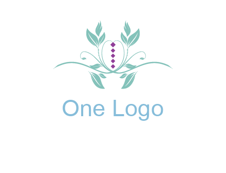 leaves and vines with puple gems logo