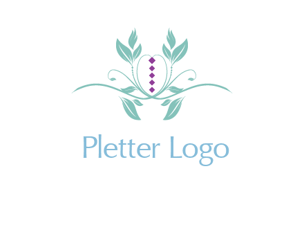 leaves and vines with puple gems logo