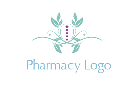 leaves and vines with puple gems logo