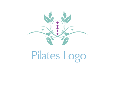 leaves and vines with puple gems logo