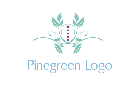 leaves and vines with puple gems logo