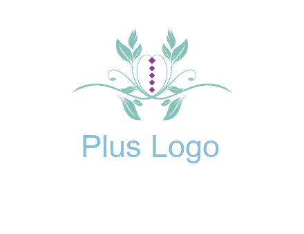leaves and vines with puple gems logo