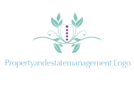 leaves and vines with puple gems logo