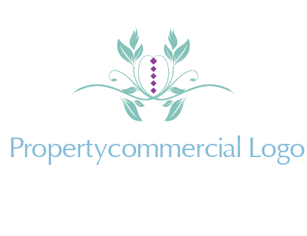 leaves and vines with puple gems logo