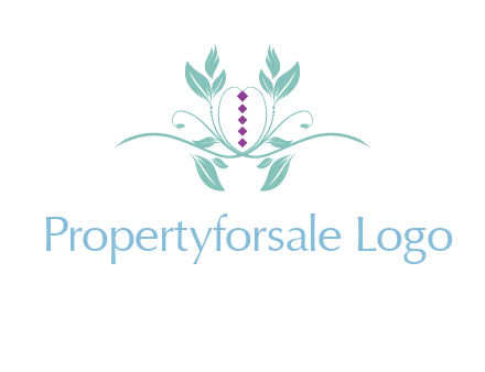 leaves and vines with puple gems logo